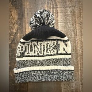 PINK Victoria's Secret Women’s Black and White Beanie